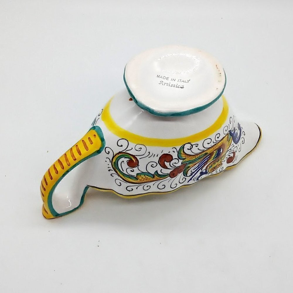 Artistica Raffaellesco Italian Handpainted Ceramic Gravy Sauce Boat - Picture 7 of 8